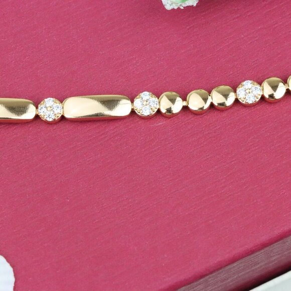 "Modern Beaded & Bar Link Rose Gold Bracelet, XPBL0774 - Picture 5 of 11